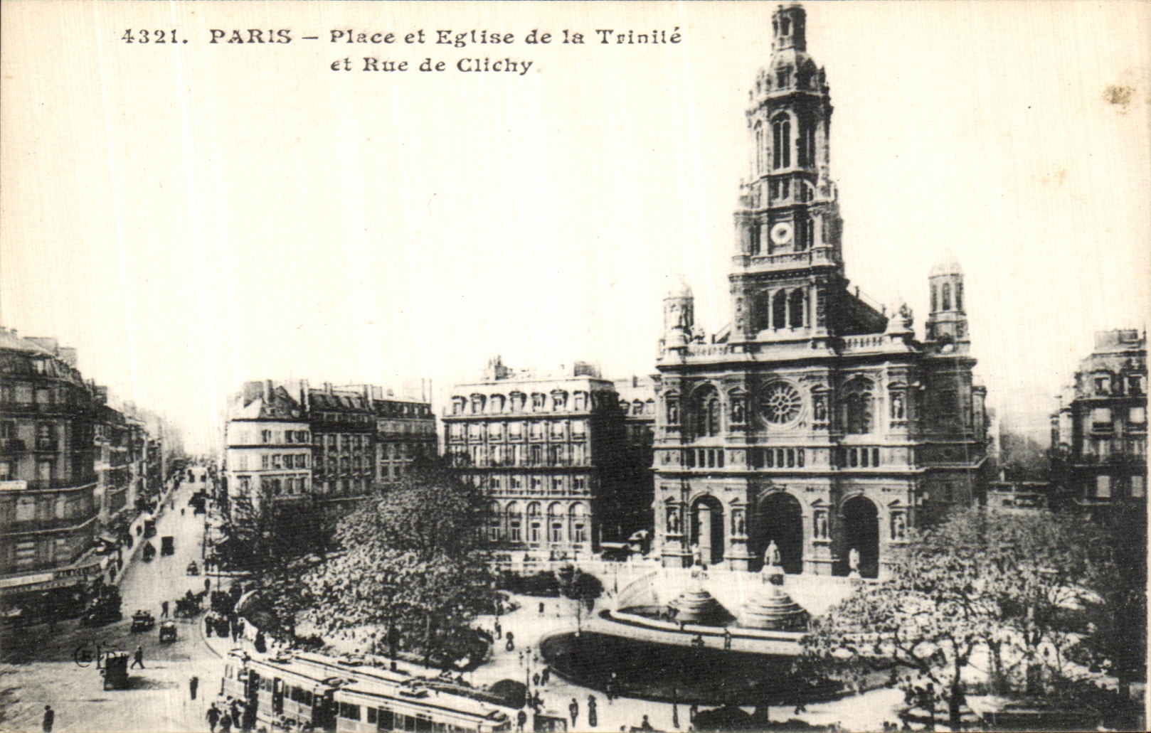 CPA Paris Place et Eglise de la Trinite et Rue de Clichy