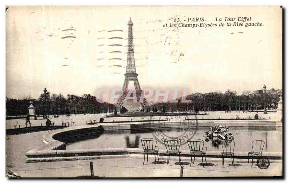 Paris — La Tour Eiffel et les Champs-Élysées de la Rive gauche — Phototypie L'Atelier
