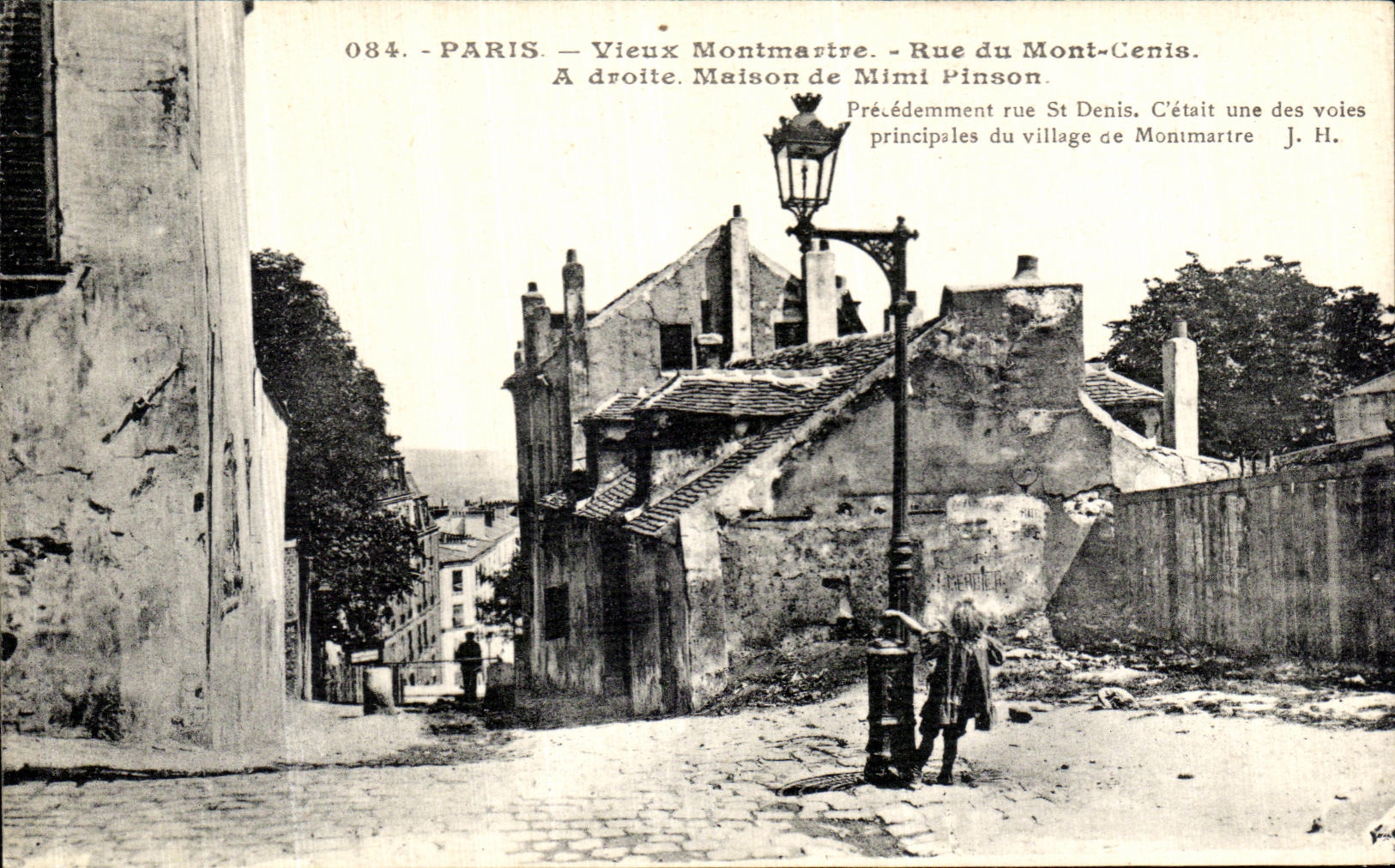 CPA Paris Vieux Montmartre Rue du Mont Cenis A droite Maison de Mimi Pinson