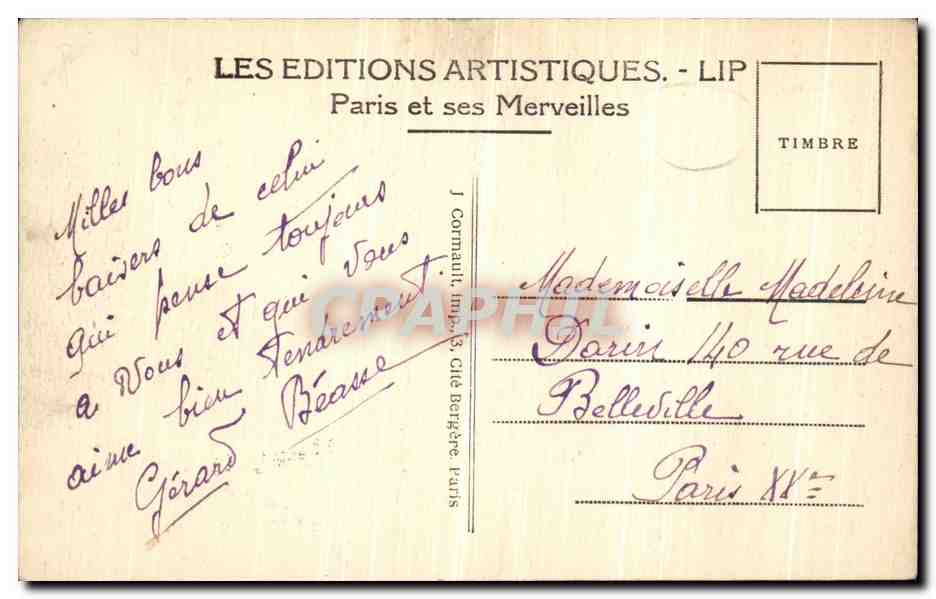 CPA Paris L Avenue du Bois de Boulogne Pris Vers l Arc de Triomphe  — Rückseite