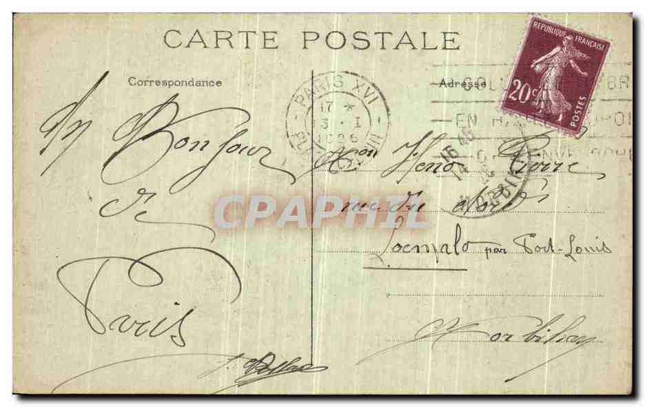 CPA Paris Auteuil La Rue de Varize et La Rue Michel Ange — Rückseite