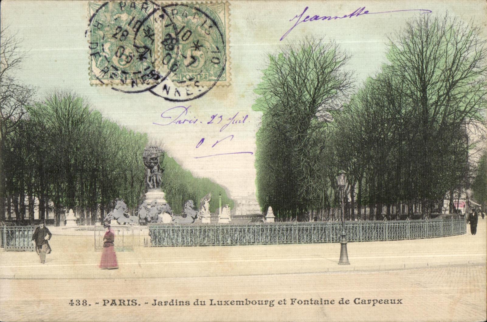 CPA Paris Jardins Du Luxembourg et Fontaine de Carpeaux 