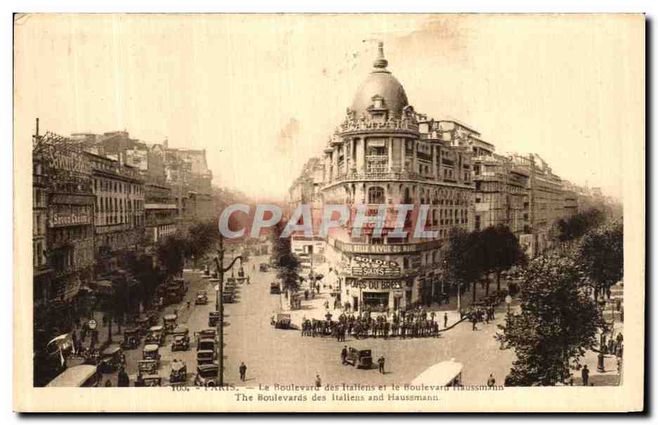 CPA Paris Le Boulevard des Italiens et le Boulevard Haussmann