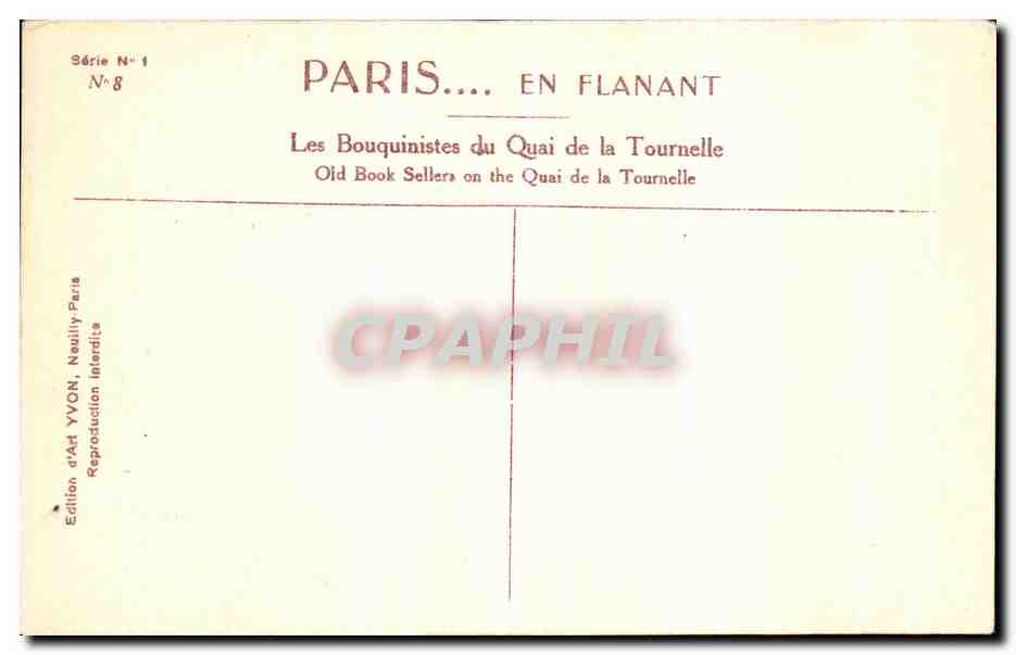 CPA Paris En Flanant Les Bouquinistes du Quai de la Tournelle Metiers — Rückseite