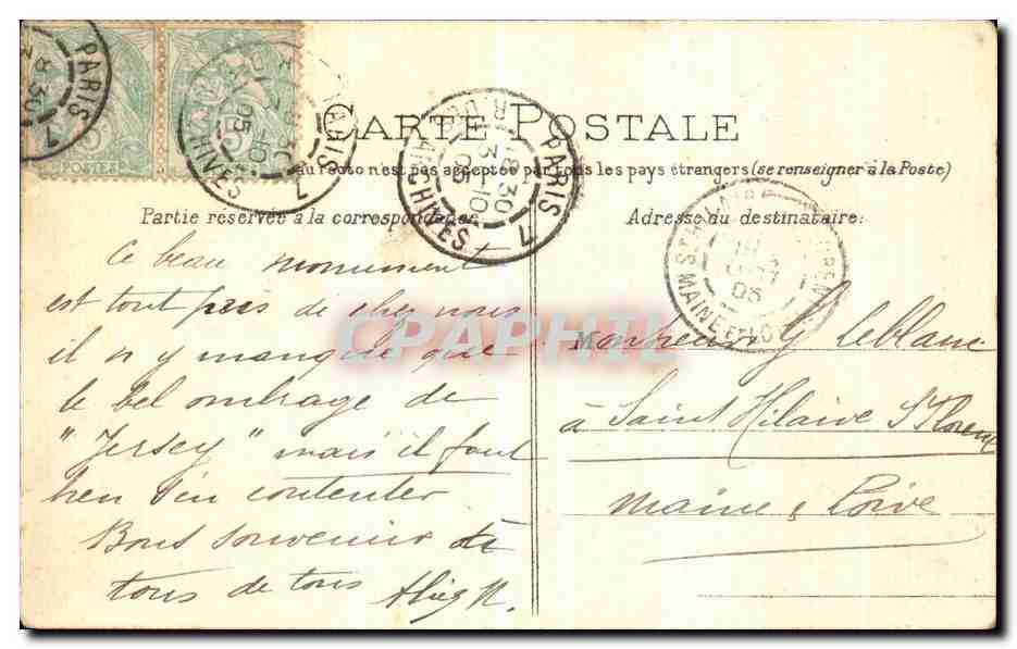 CPA Paris Hotel de Ville Goulon — Rückseite