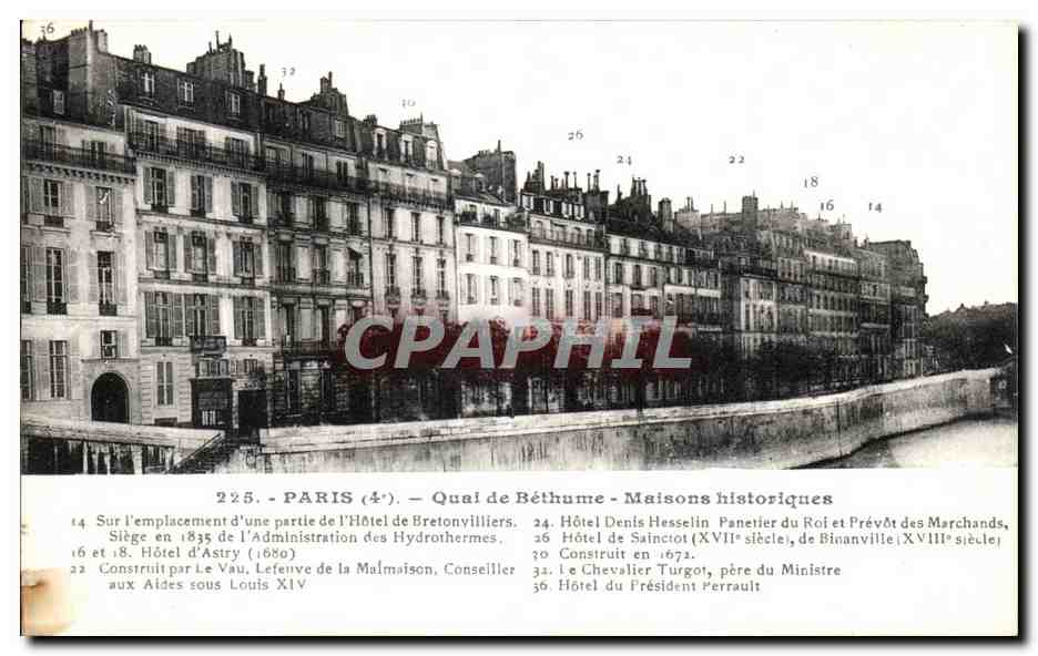 CPA Paris Quai de Bethume Maisons Historiques 
