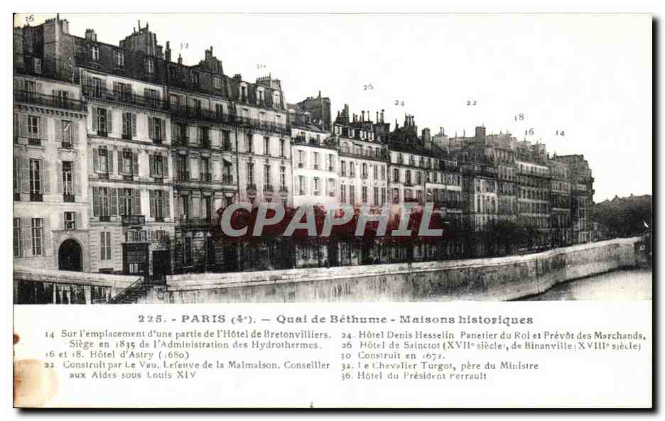 CPA Paris Quai de Bethume Maisons Historiques 