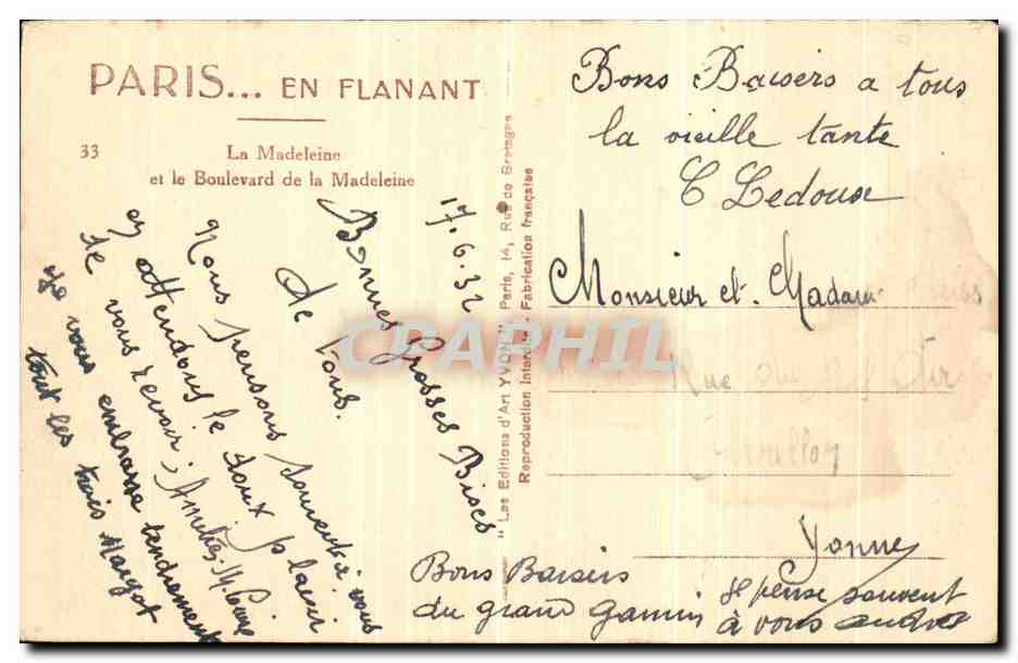CPA Paris En Flanant La Madeleine et le boulevard de la Madeleine — Rückseite