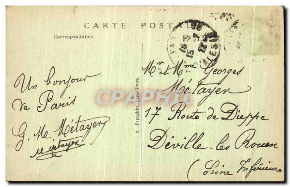 CPA Paris L Avenue de l Opera Prise de l Hotel du Louvre  — Rückseite