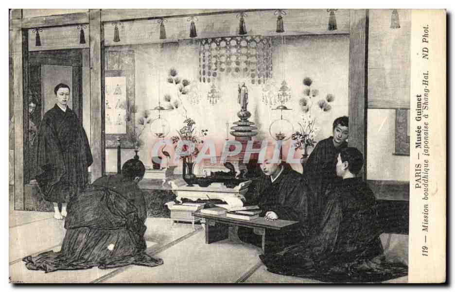 CPA Paris Musee Guimet Mission Bouddhique Japonaise a Shang Hai Chine