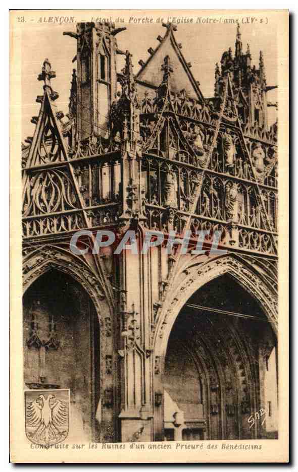 CPA Alencon Detail du porche de l eglise Notre Dame