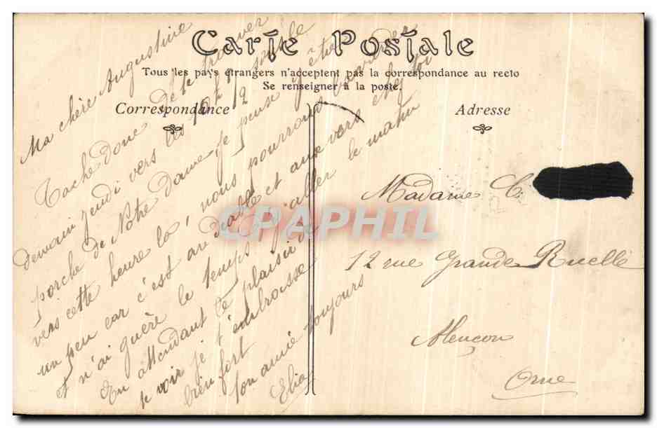 CPA Alencon Le Chateau vu de la Rue du Parc — Rückseite