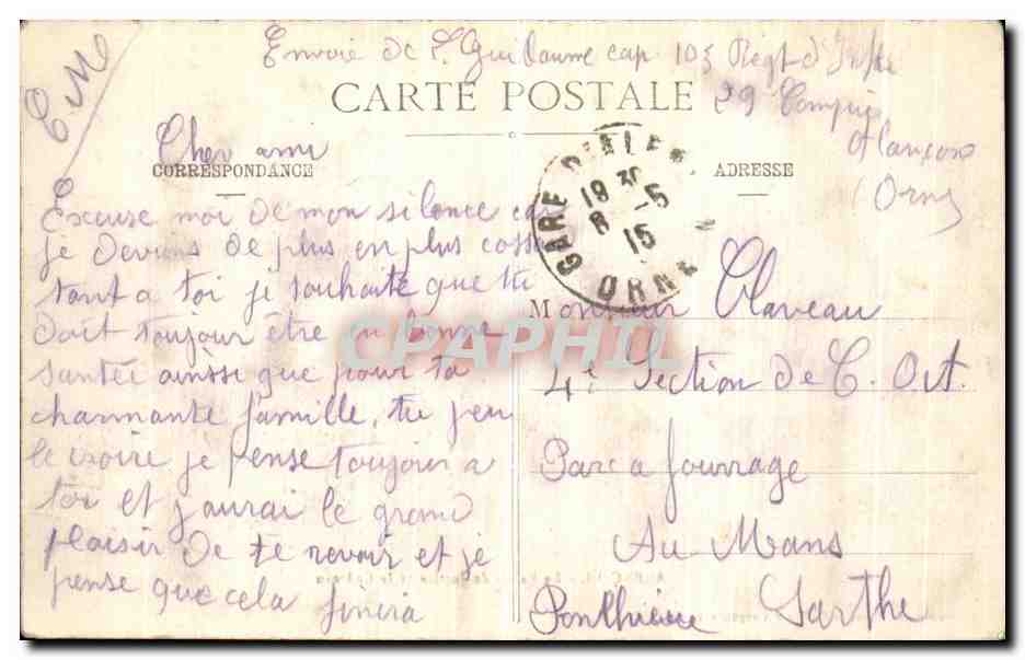 CPA Alencon Le Palais de Justice et le Chateau — Rückseite