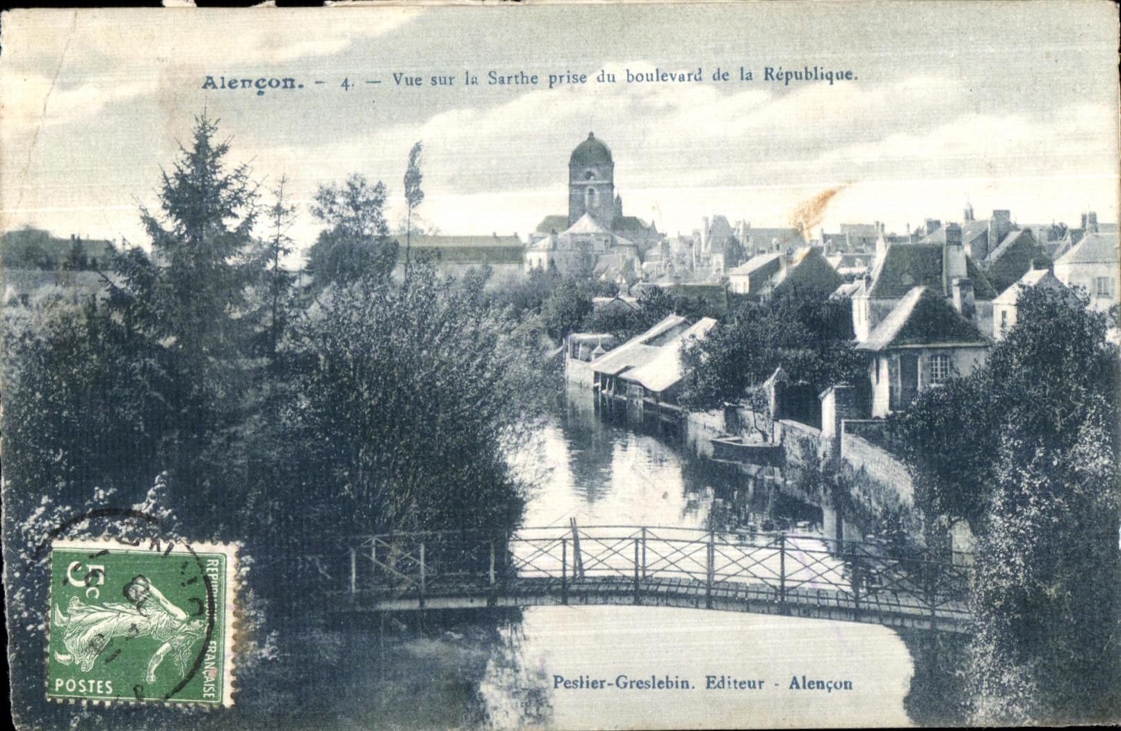 CPA Alencon Vue sur la Sarthe prise du boulevard de la republique