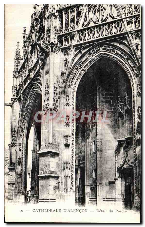 CPA Alencon Cathedrale Detail du Porche
