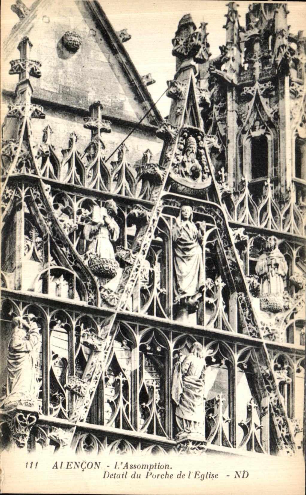 CPA Alencon L Assomption Detail du porche de l eglise
