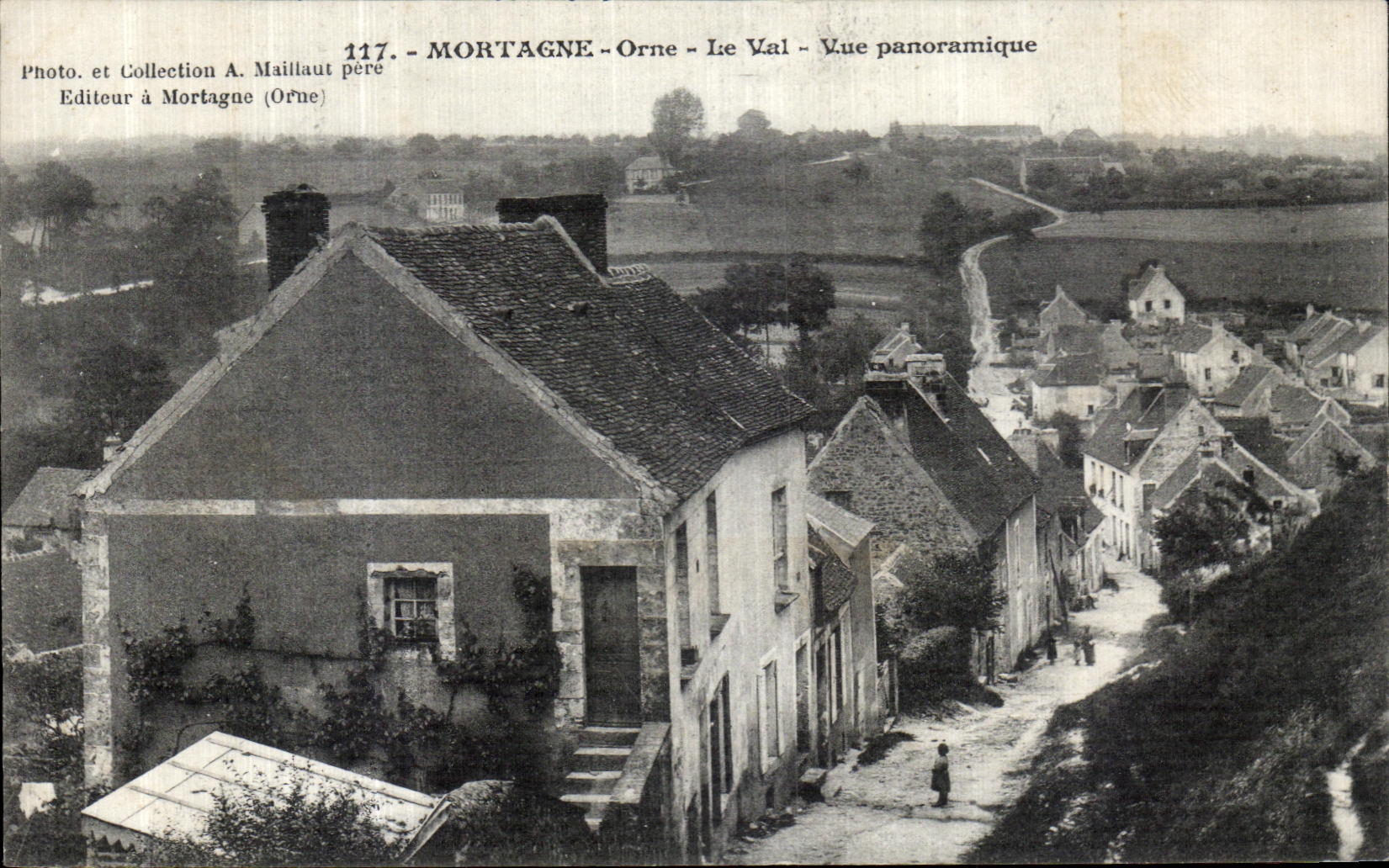 Tarjeta postal antigua Mortagne Orne Le Val Vista Panorámica