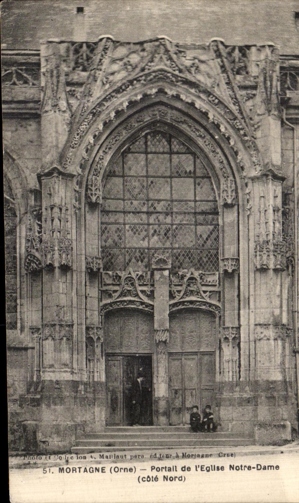 Mortagne (Orne) — Portail de l'Église Notre-Dame (côté Nord) — Photo et Délicion A. Mailhaut, éditeur à Mortagne (Orne)