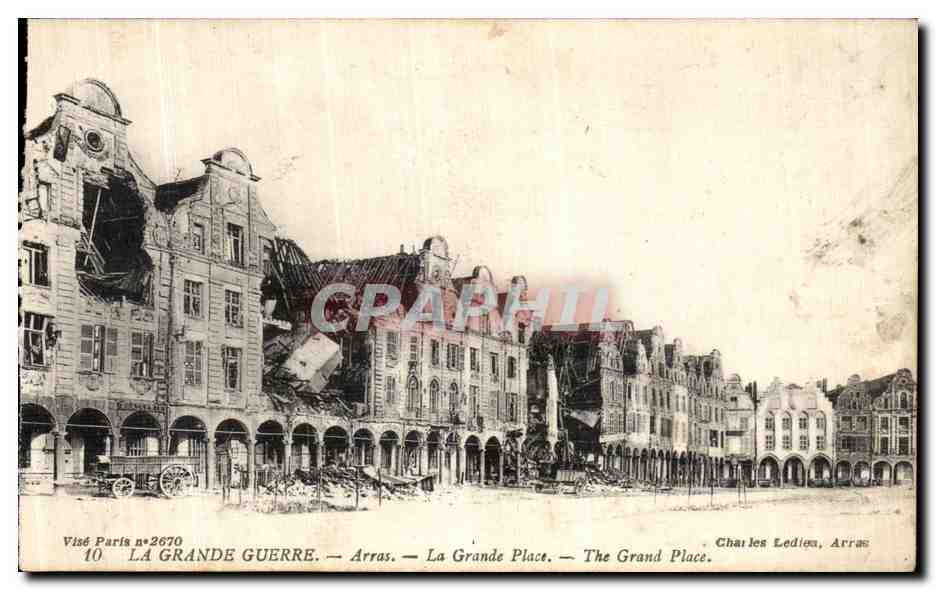 Arras — La Grande Place — dévastation — Charles Ledion, Arras