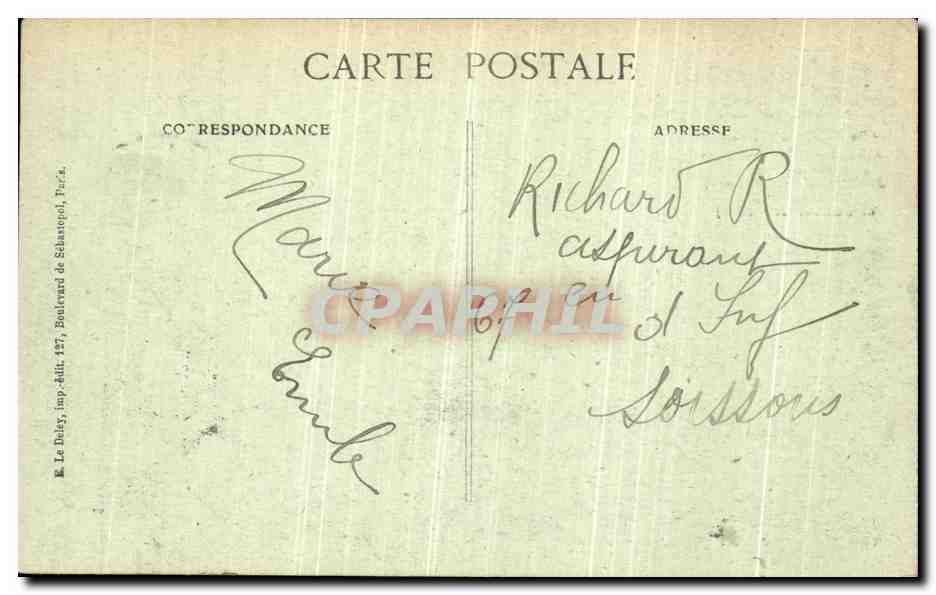 Arras — L'Entrée de la Mairie, Rue Jacques-le-Caron — Bombardement du 21 Octobre 1914 — E. Raff — Rückseite