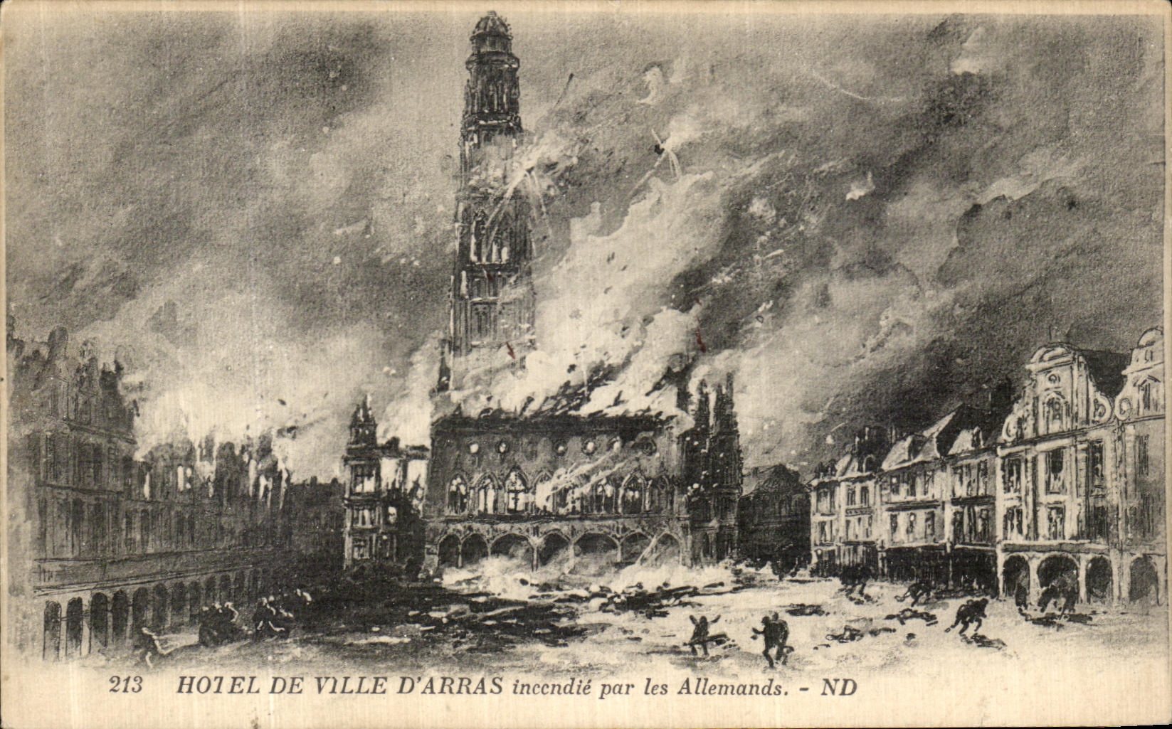 Hôtel de Ville d'Arras — incendié par les Allemands — ND — n° 213