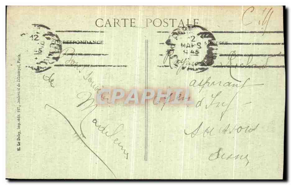 CPA Arras Grand Place Militaria — Rückseite