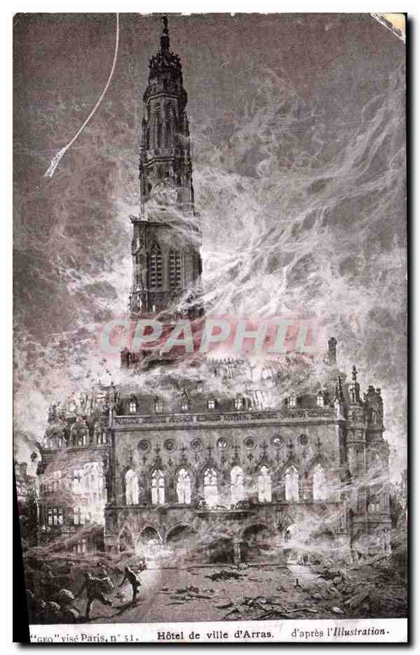 CPA Arras Hotel De Ville D Arras Militaria