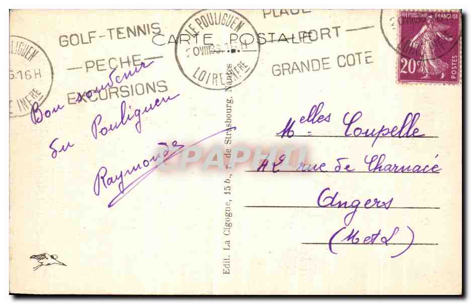 CPA Le Pouliguen La Cote Sauvage  — Rückseite
