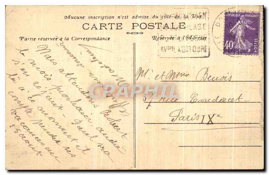 CPA Le Pouliguen Rochers de la Grande Cote — Rückseite
