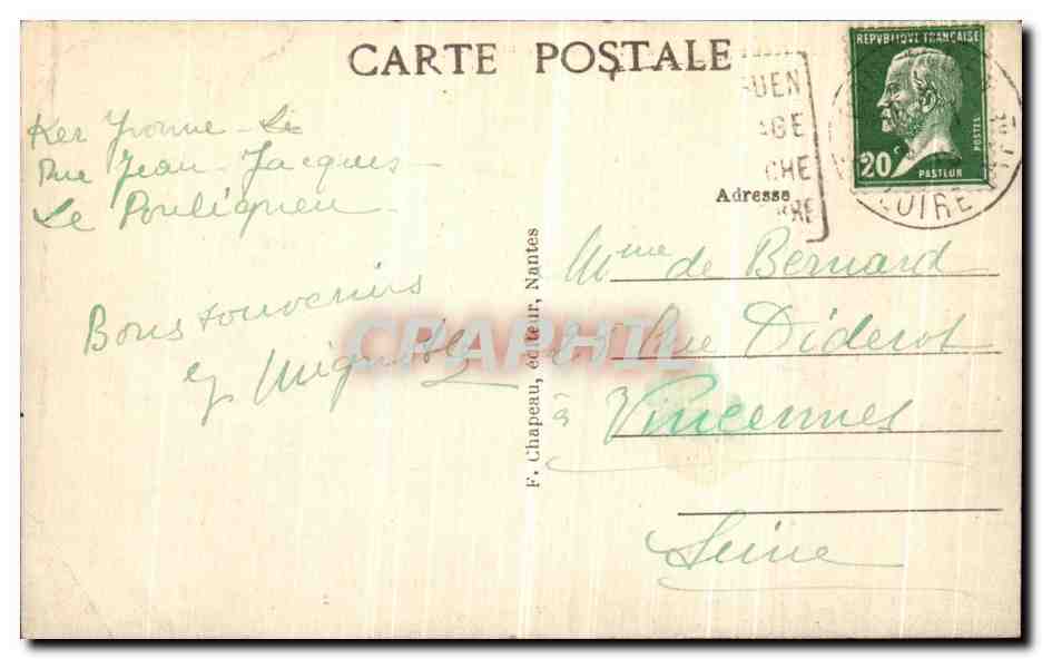 CPA Le Pouliguen La Cote Prise de Pierre Plate — Back