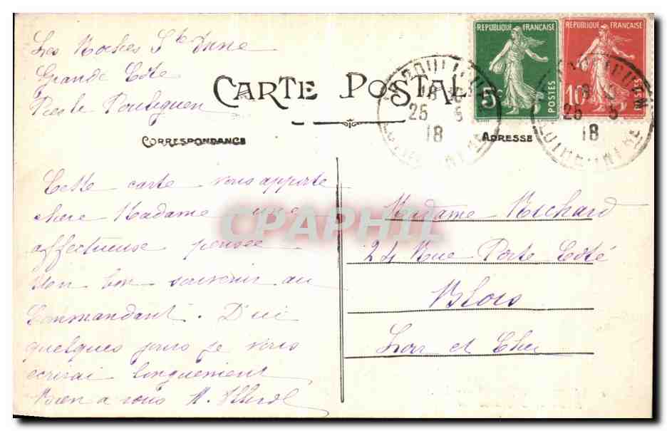 CPA Le Pouliguen Rocher de la Grande Cote — Rückseite