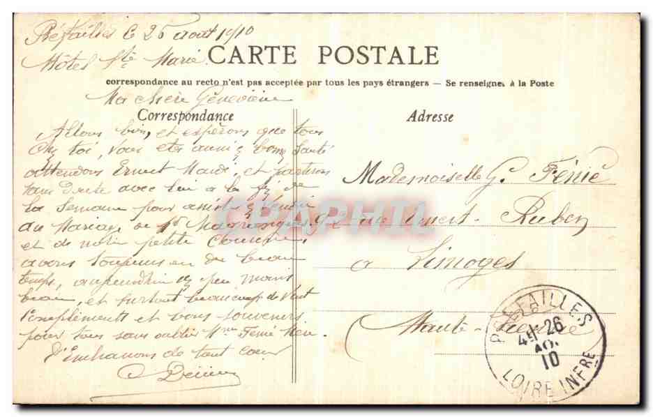 CPA Prefailles Rochers de la Pointe Saint Gildas — Rückseite