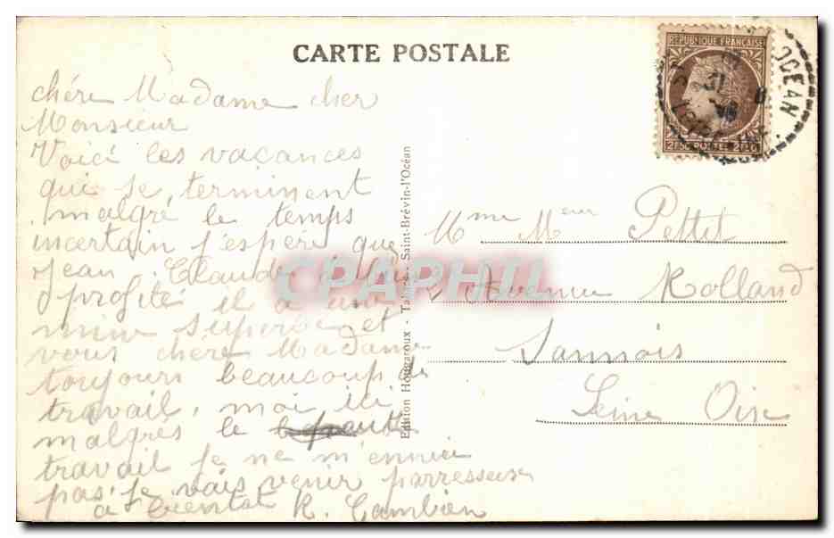CPA Saint Brevin l Ocean Pins en Bordure de la mer — Rückseite