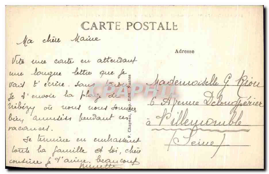 CPA Saint Nazaire A Le Cote La Plage de Trebezy et la Falaisa — Rückseite