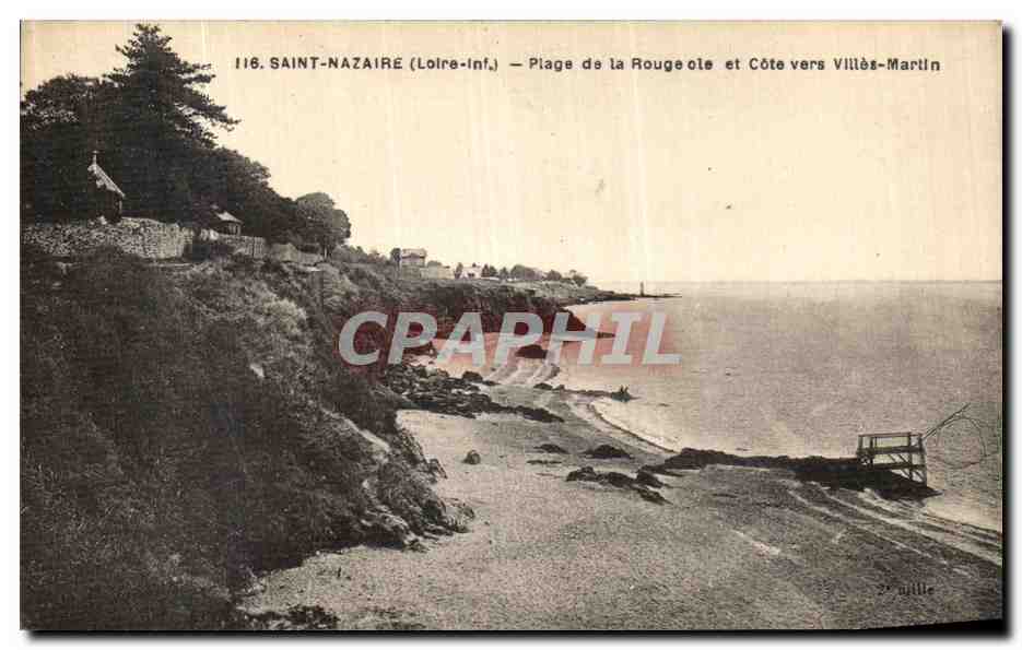 CPA Saint Nazaire Plage de la Rougeole et cote vers Villes Martin