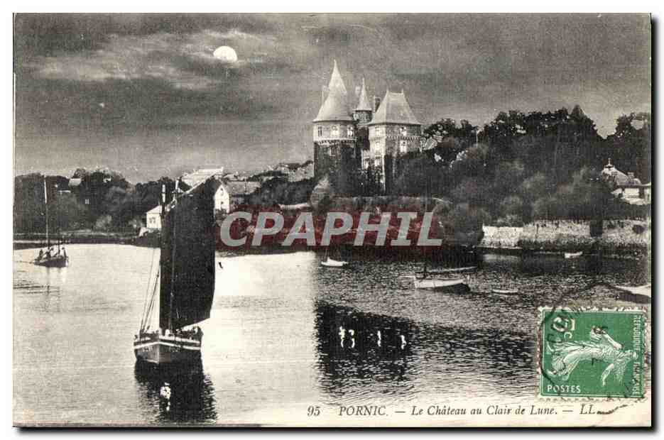 CPA Pornic Le Chateau au Clair de Lune