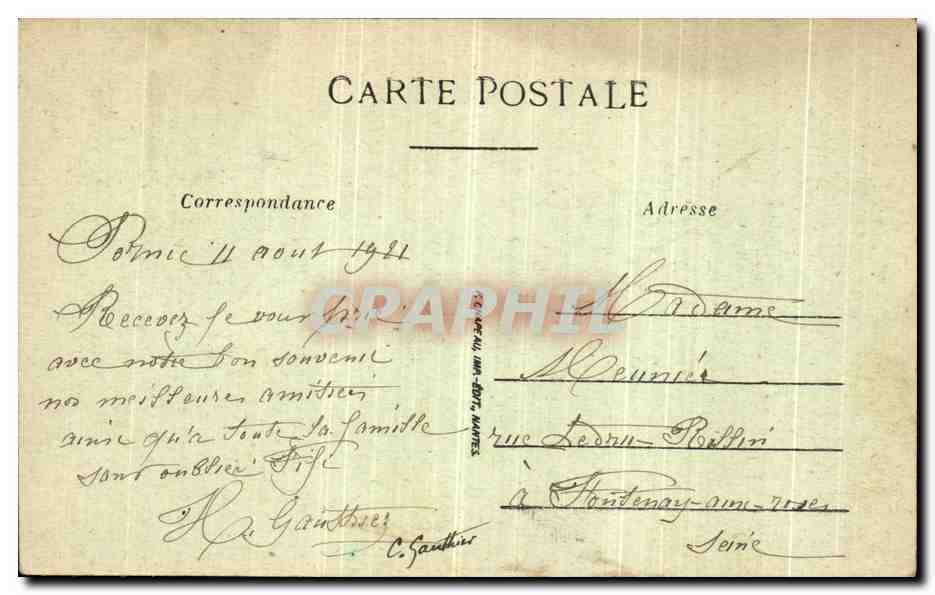 CPA Pornic Cote de la Birochere les Cheminees — Rückseite