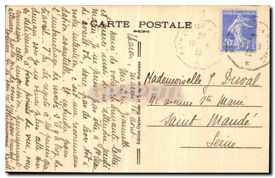 CPA Tharon Plage Les Pins et la Place de la Duchesse Anne — Rückseite