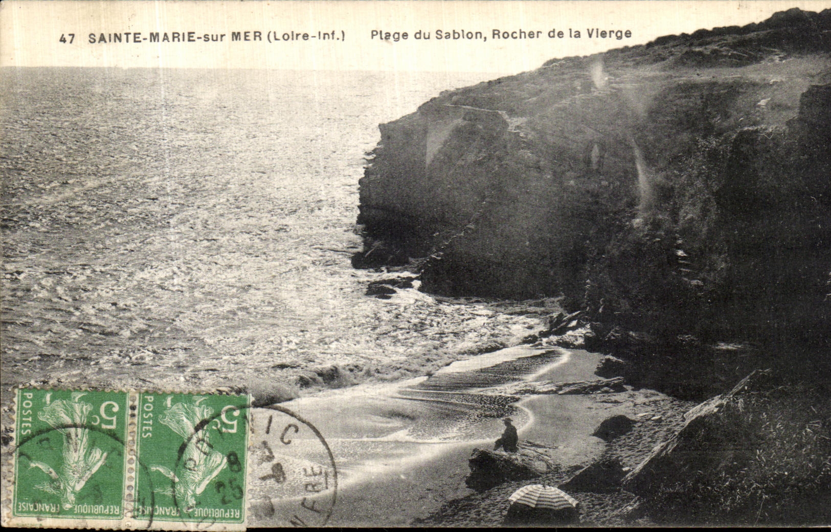 CPA Sainte Marie sur Mer Plage du Sablon Rocher de la Vierge