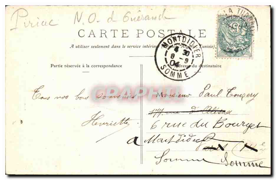 CPA Piriac La Grotte a Madame — Rückseite