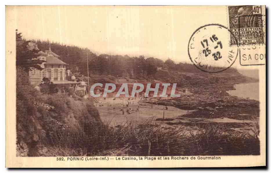 CPA Pornic Le Casino La Plage et les Rochers de Gourmalon