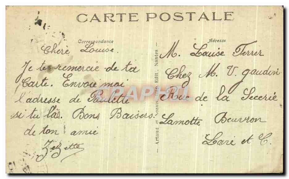 CPA Pornic La Cote et les Chalets de Gourmalon — Rückseite