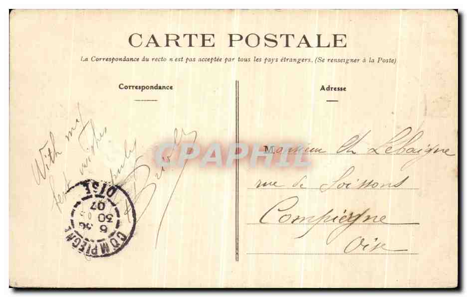 CPA Pornic Vue du Chateau et de l Entree du Port a Maree Basse — Rückseite