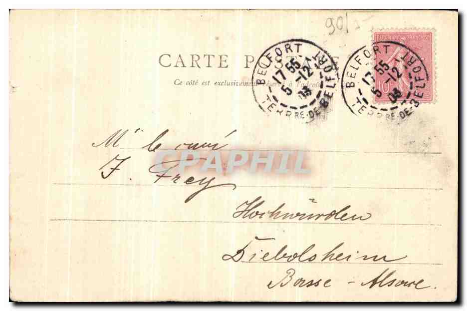 CPA Belfort Monument du cimetiere des mobiles Militaria  — Verso