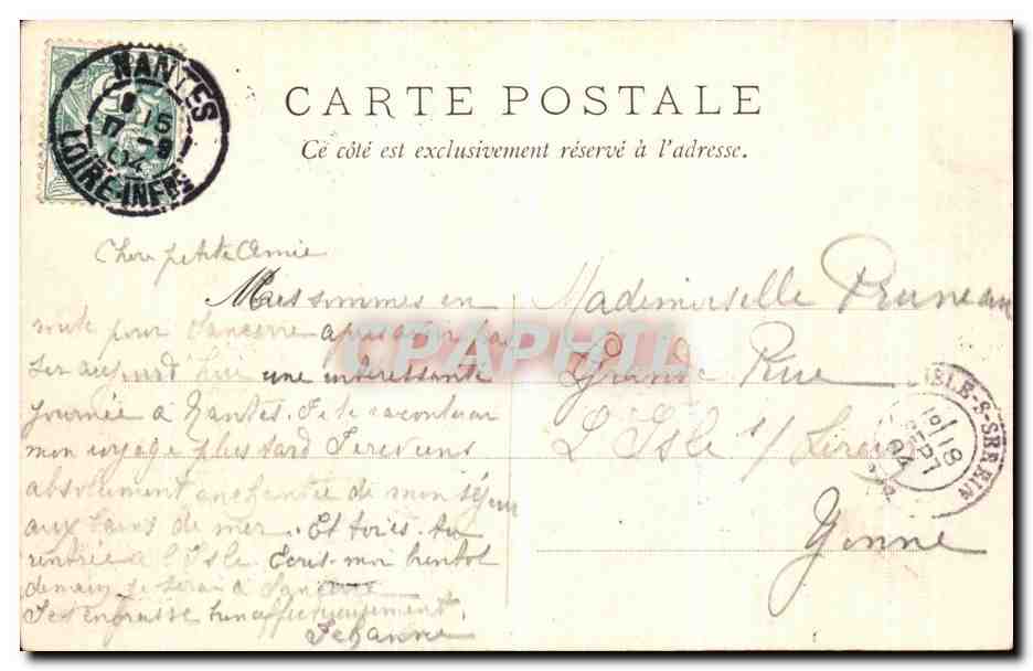 NANTES - Les Dourves du Château de la Duchesse Anne — éditeur Postesa — Verso