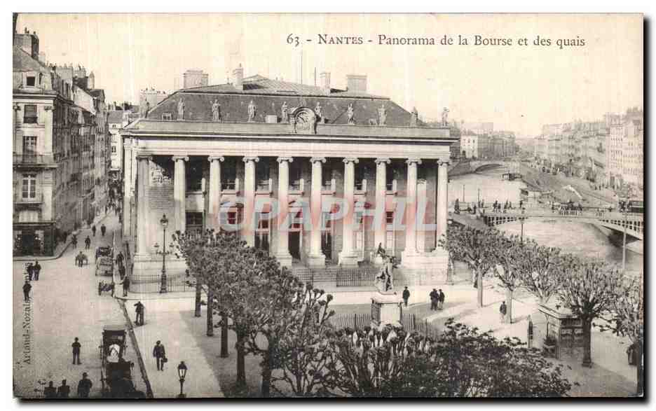 CPA Nantes Panorama de la Bourse et des quais