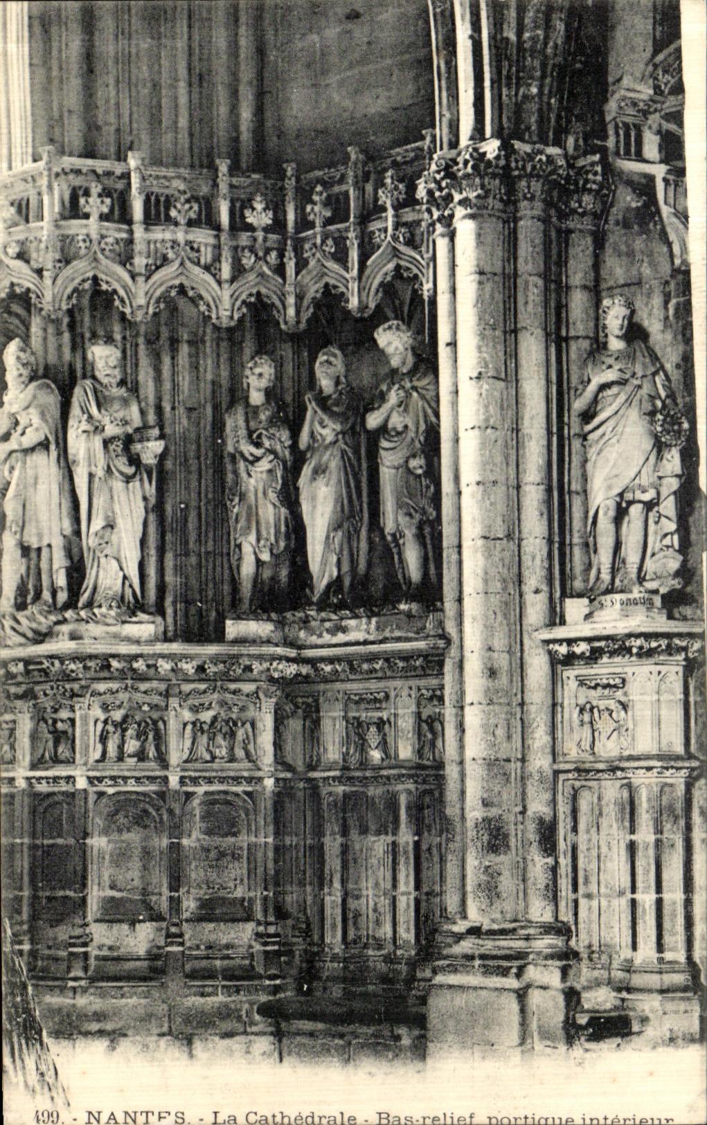 CPA Nantes La Cathedrale Bas Relief Portique Interieur 