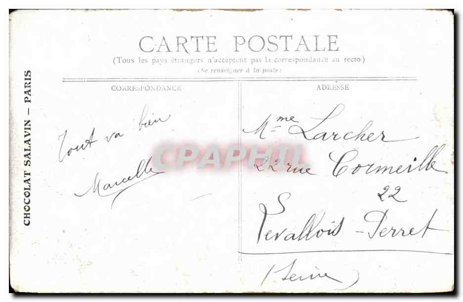 CPA Nantes Cours et Monument Cambronne  — Verso