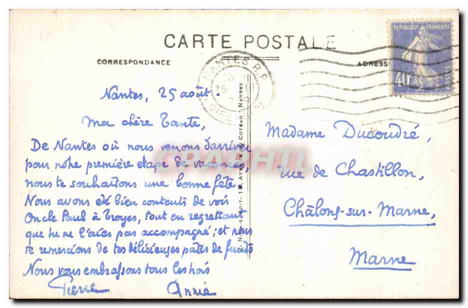 CPA Nantes Entree du Chateau De La Duchesse Anne  — Rückseite