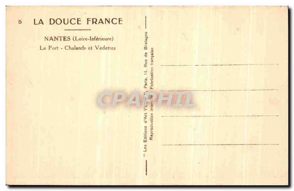 CPA Nantes Le Port Chalands et Vedettes Bateaux — Verso